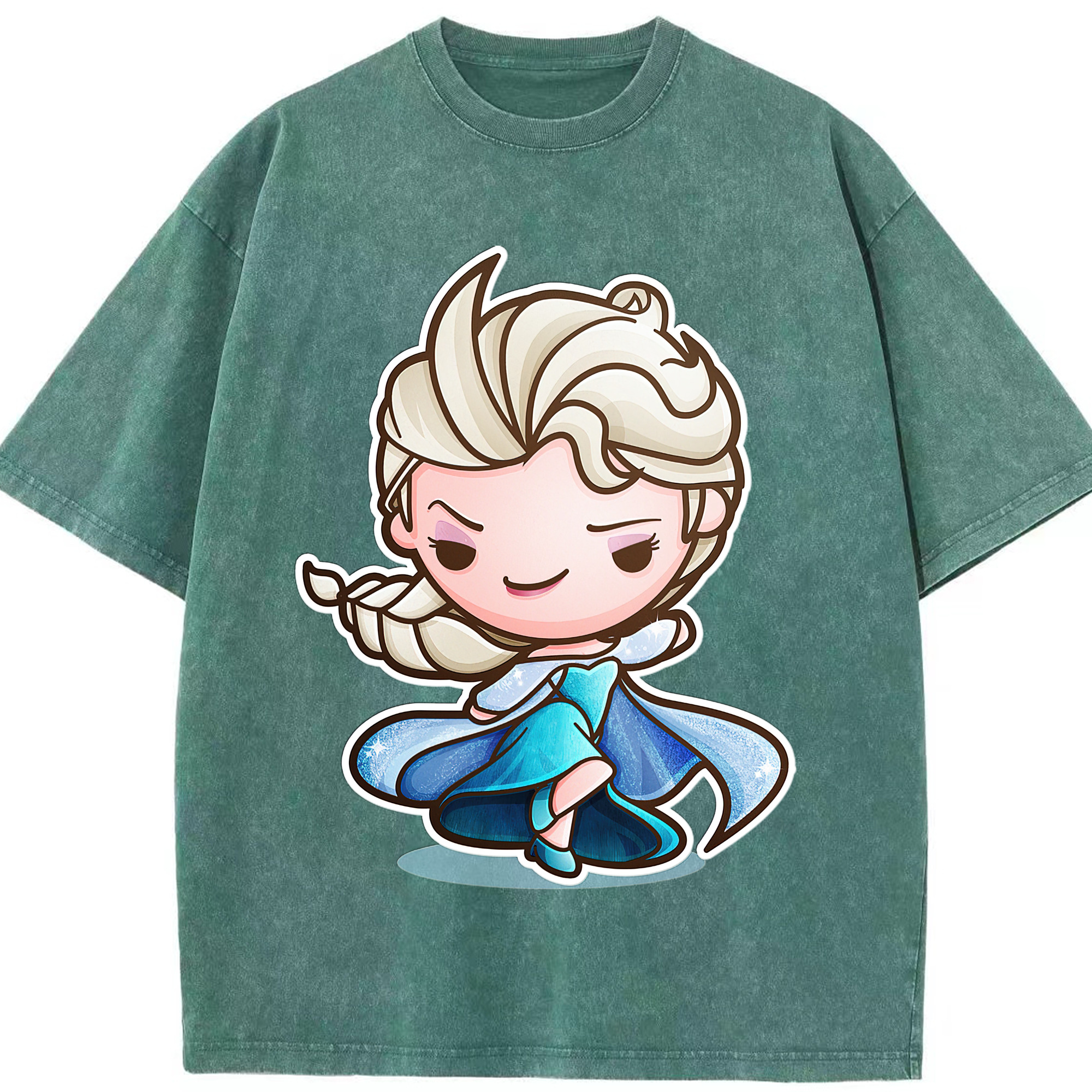 （画像用） アナと雪の女王 アンナ エルサ Frozen Anna Elsa 綿100% ヴィンテージ風 半袖Tシャツ（フロントプリント）